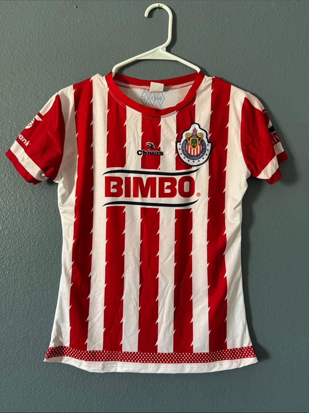 Chivas Red & White Striped Kids Soccer Top